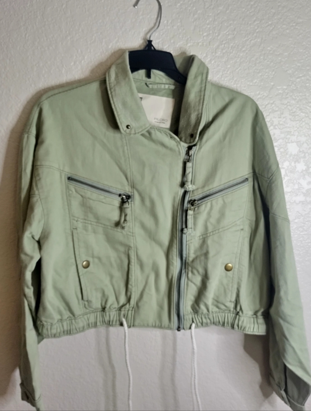 Anthropologie Pilcro Utility Crop Full Zip Cinch Bottom Jacket Sz S